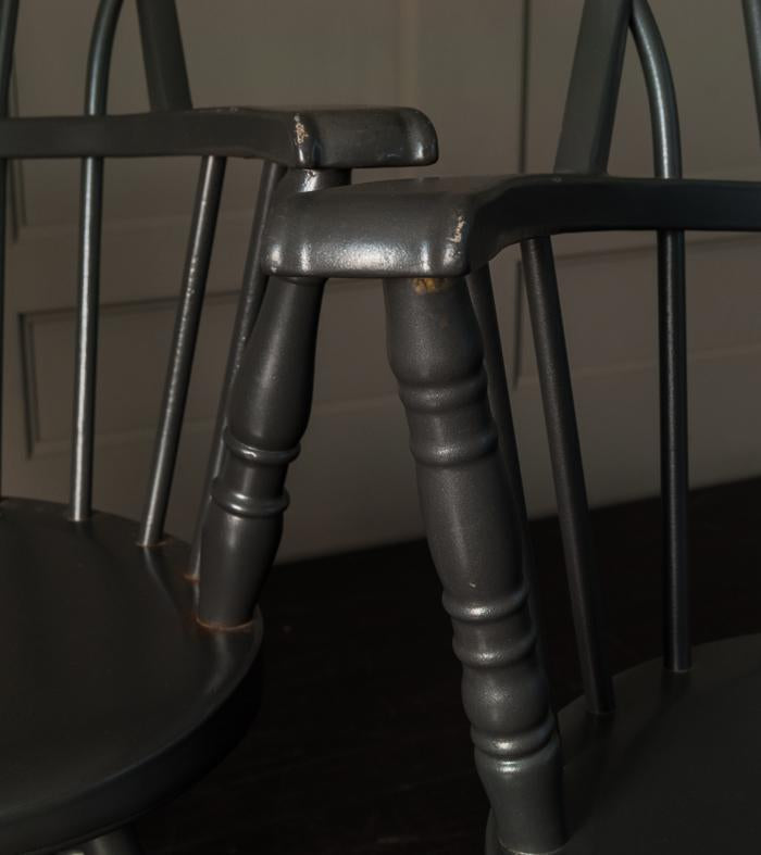 Set of 6 Steel Windsor Arm Chairs