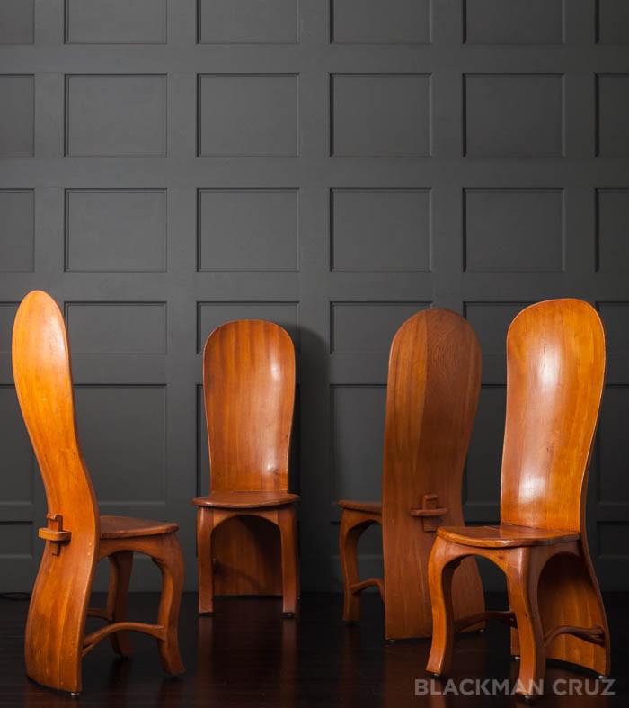 Set of Four Hand Crafted Unique Dining Chairs