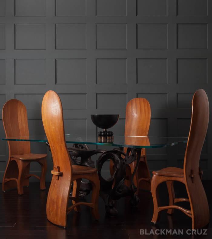 Set of Four Hand Crafted Unique Dining Chairs