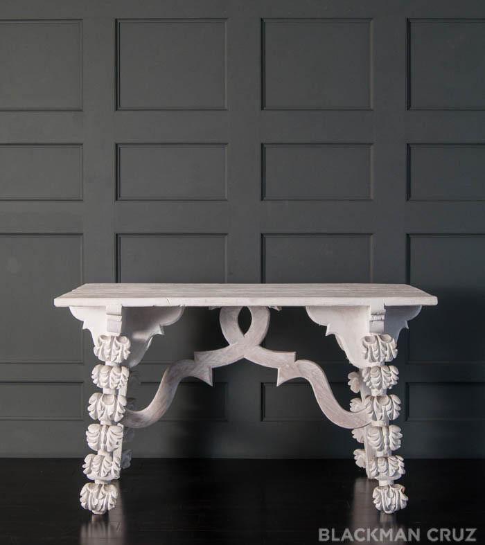 'Porto' Wood Table with Exaggerated Vine Leaf Legs by Mike Diaz