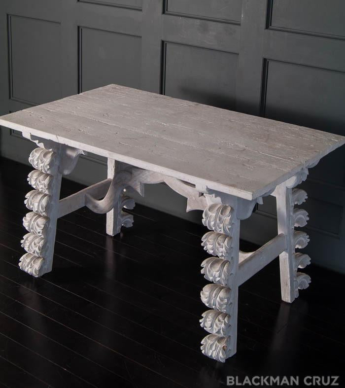 'Porto' Wood Table with Exaggerated Vine Leaf Legs by Mike Diaz